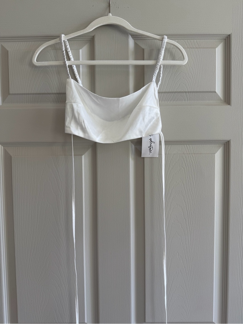 12th Tribe White Crop Bralette with Tie Straps